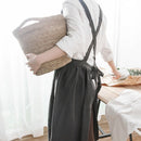 Pink Gray Cotton Apron Home Kitchen Cooking Baking Painting Craft Work Wear Cafe Barista Restaurant Waitress Florist Uniform B2