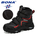 BONA  New Style Winter Boys Boots Children Shoes For Kids Sneakers Leather Boots Plush Warm Flat Ankle Boots Comfortable