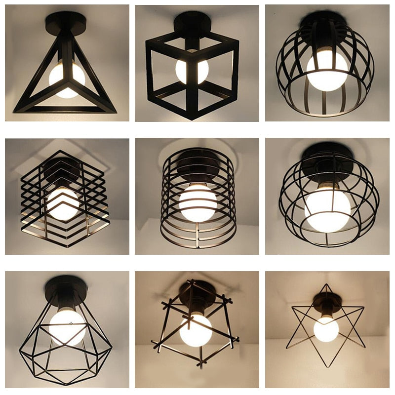 Vintage Deckenleuchte Moderne Nordic Retro Eisen Deckenleuchte Dekor Für Wohnzimmer Bar Schwarz Loft E27 Home Lights Cage Fixture