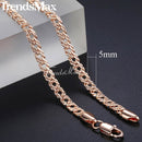 Trendsmax Necklaces for Women Men 585 Rose Gold Venitian Curb Link Chain Necklace 45cm 55cm 60cm Fashion Jewelry KGN453