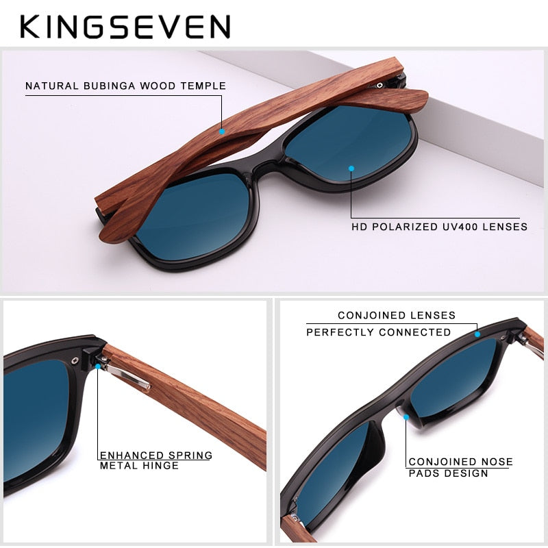 KINGSEVEN Natürliche Holzsonnenbrille Männer Polarisierte Mode Sonnenbrille Original Holz Oculos De Sol Masculino