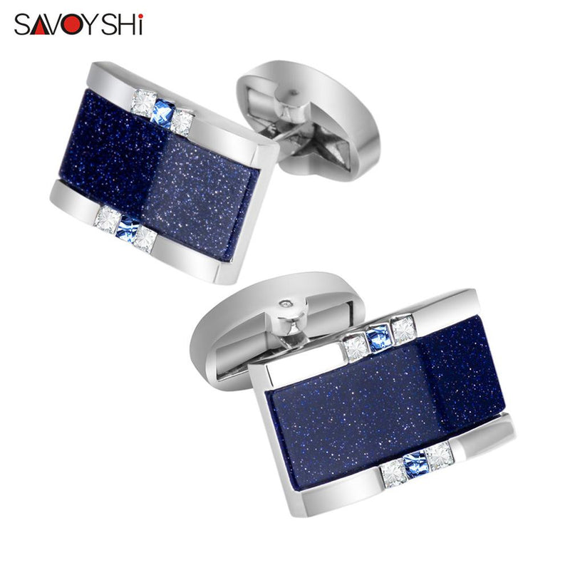 SAVOYSHI Low-key Luxury Star Stone Cufflinks for Mens Shirt Brand Cuff bottons High Quality Square Cufflinks Gift Men Jewelry