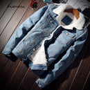 DIMUSI Winter Mens Denim Jackets Fashion Men Fleece Thick Warm Jeans Jacket Men Casual Slim Outwear Windbreaker Cowboy Coats 6XL