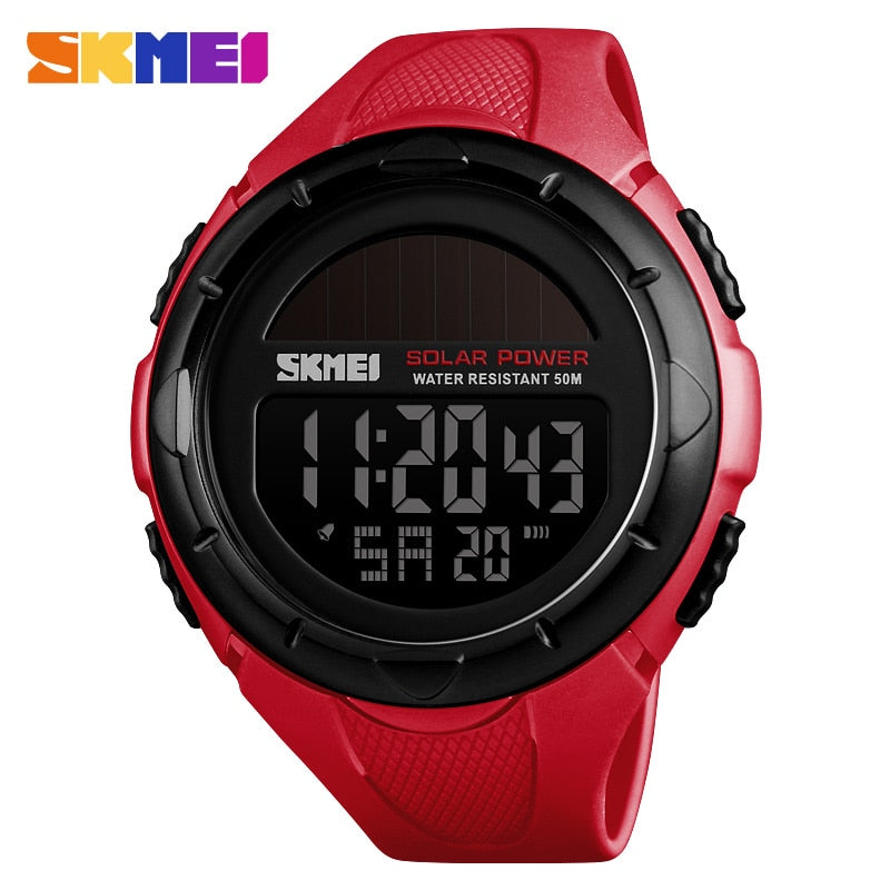 SKMEI Military Sportuhren Herren Solar Power Outdoor Shock Digitaluhr Chrono 50M Wasserdicht Armbanduhren reloj deportivo