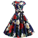 Pumpkin Print Halloween Women 2022 Summer O Neck Short Sleeve Party Robe Femme Elegant Vintage Dresses