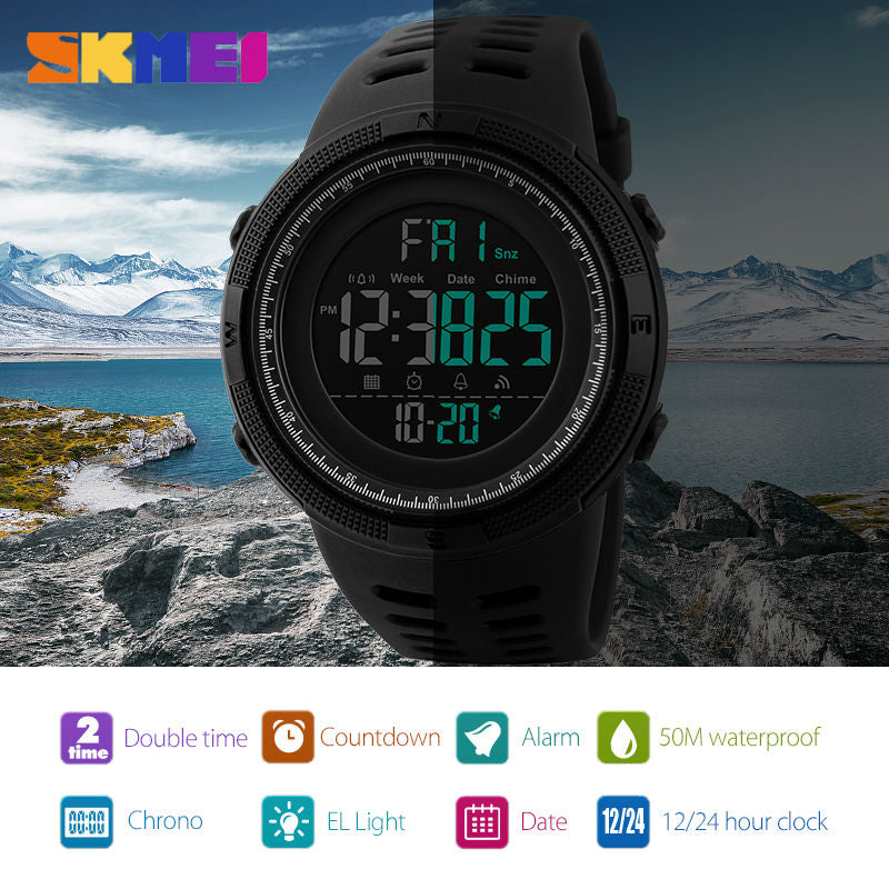 Relojes SKMEI para hombre, reloj deportivo con cuenta atrás, doble hora, alarma, cronógrafo, relojes de pulsera digitales, reloj para hombre, reloj impermeable para hombre