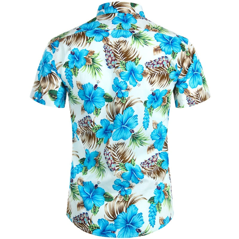 Hawaiian Shirts Mens Tropical Pink Floral Beach Shirt Summer Short Sleeve Vacation Clothing Casual Hawaii Shirt Men USA Size XXL