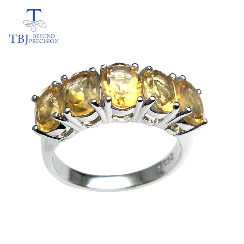 TBJ, conjunto de joyas de piedra citrina natural, anillo y arete en plata de ley 925, joyería fina para mujeres, uso diario, regalo de San Valentín