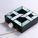 Patchwork Acrylic Handbags Evening Clutches Wedding Party Wallets Purse for Women Chain Shoulder Bag Ladies Dropshipping