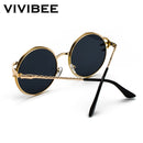 VIVIBEE Retro Skull Claw Round Sunglasses for Women Fishion 2022 Trending Product Gothic Sun Glasses Gold Metal Frame Shades