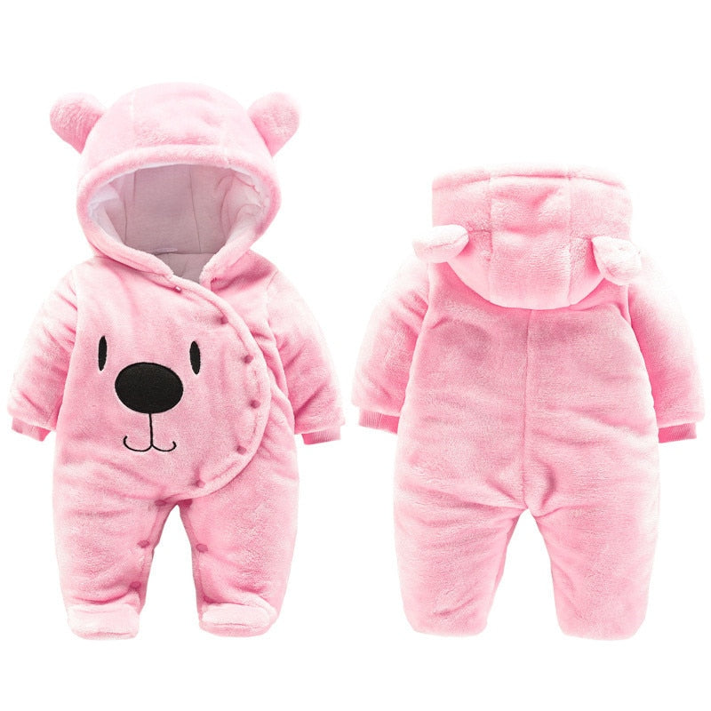 Neugeborenes Baby Mädchen Kleidung 0-3 Monate Winter Dicke Warme Baby Footies Baumwolle Säuglingskinder Overalls Cartoon Bär Baby Jungen Kleidung