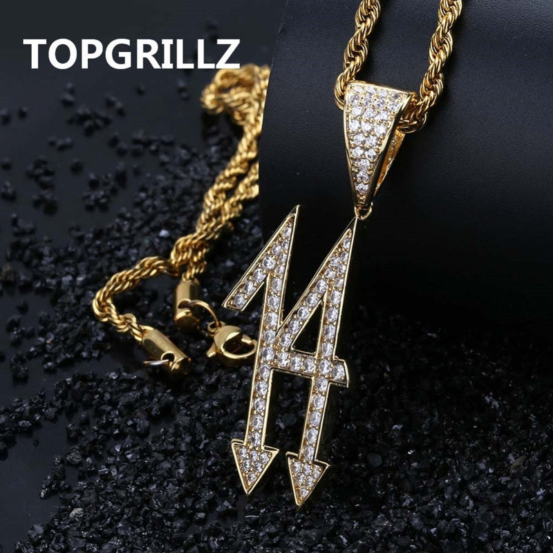 Fashion 14 Letters Iced Out Pendant & Necklaces Men Women Zircon Hip Hop Chains Jewelry Gold Silver Color Charms For Gifts