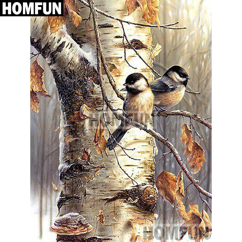 HOMFUN Full Square/Round Drill 5D DIY Diamond Painting &quot;Autumn bird&quot; Embroidery Cross Stitch 5D Home Decor Gift A02063