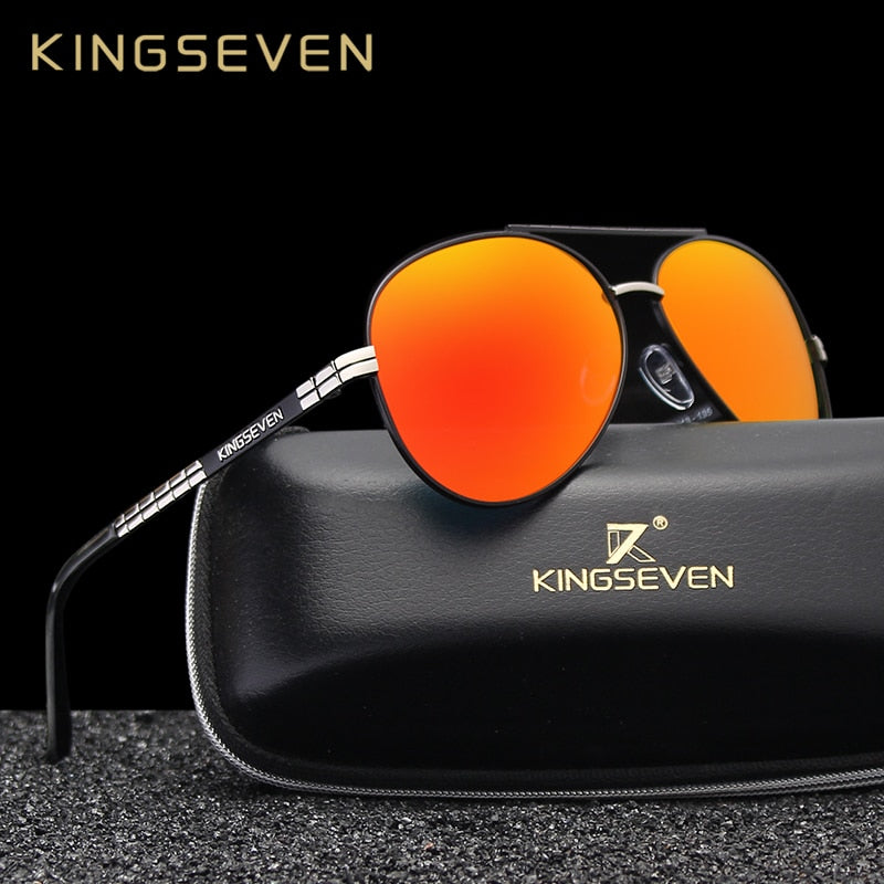 KINGSEVEN Design Herrenbrille Pilot HD Polarisierte Sonnenbrille für Herren/Damen Fahrende Sonnenbrille mit geprägtem Logo Oculos De Sol