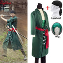 5 STÜCKE Japanischer Anime Roronoa Zoro Cosplay Kostüm Comic Halloween Cosplay Robe Full Set Perücke und Halstuch versandkostenfrei