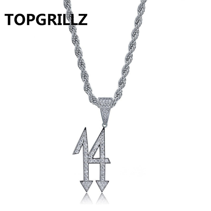 Mode 14 Buchstaben Iced Out Anhänger &amp; Halsketten Männer Frauen Zirkon Hip Hop Ketten Schmuck Gold Silber Farbe Charms für Geschenke