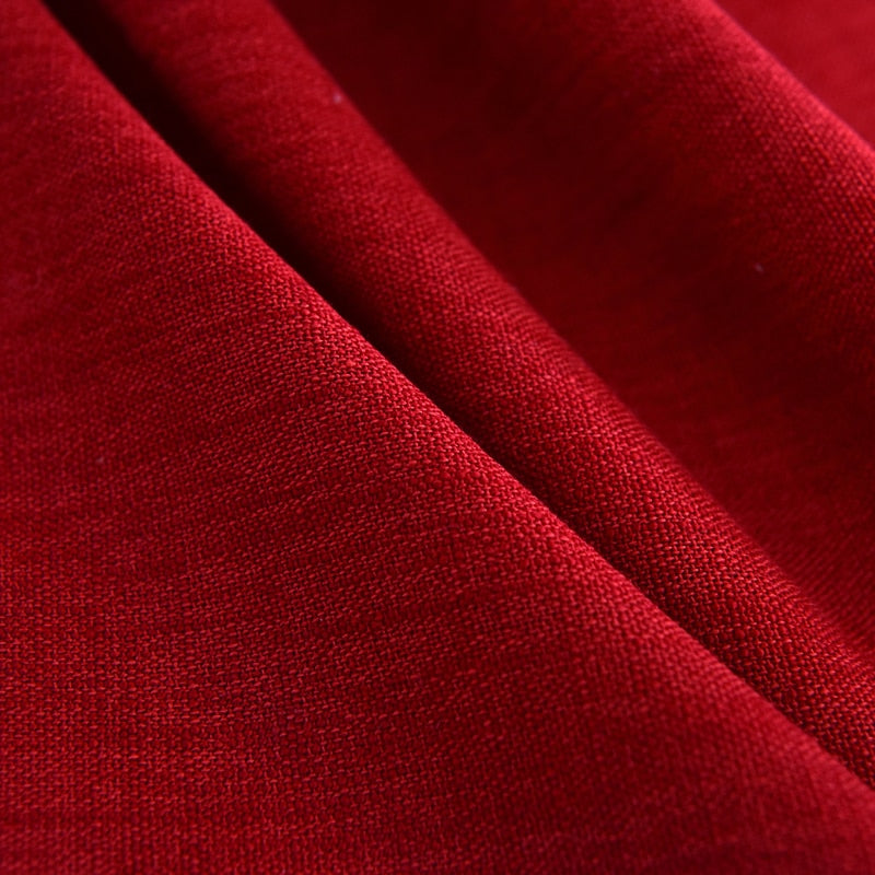 {byetee} Faux Cotton Linen Cortina Moderna Rústica Roja Costura Sala Cortinas Telas Cocina Puerta Cortinas Cortinas