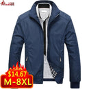 Autumn winter Men Jacket Windbreaker Male Overcoat Casual Solid color Jacket Slim Fit Men Windproof Jacket Coat size 6XL 7XL 8XL
