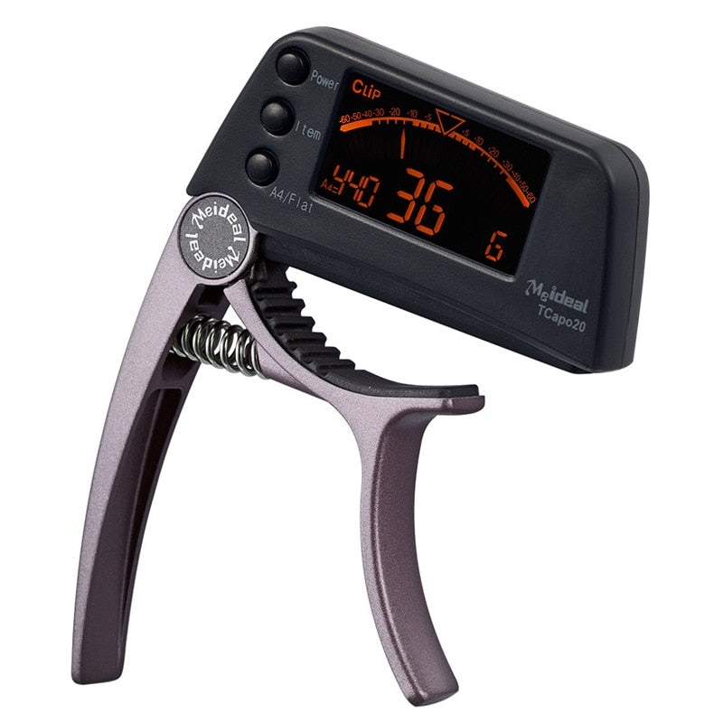 TCapo20 Afinador de guitarra acústica Capo Guitar Capofret 2 en 1 Capo Tuner Metal para guitarra eléctrica Bajo Piezas cromáticas