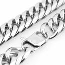 Custom Length 16/19/21mm Width Heavy Silver Color Cut Curb Cuban Chain 316L Stainless Steel Mens Necklace Or Bracelet 7''-40''
