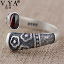 V.YA Retro Red Garnet Rings 925 Sterling Silver Ring for Women Female Natural Semi-precious Stone Jewelry Birthday Gift