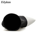 Eilyken 2022 New Women Sock Boots Pointed Toe Elastic High Boots Slip On High Heel Ankle Boots Women Pumps Stiletto Botas