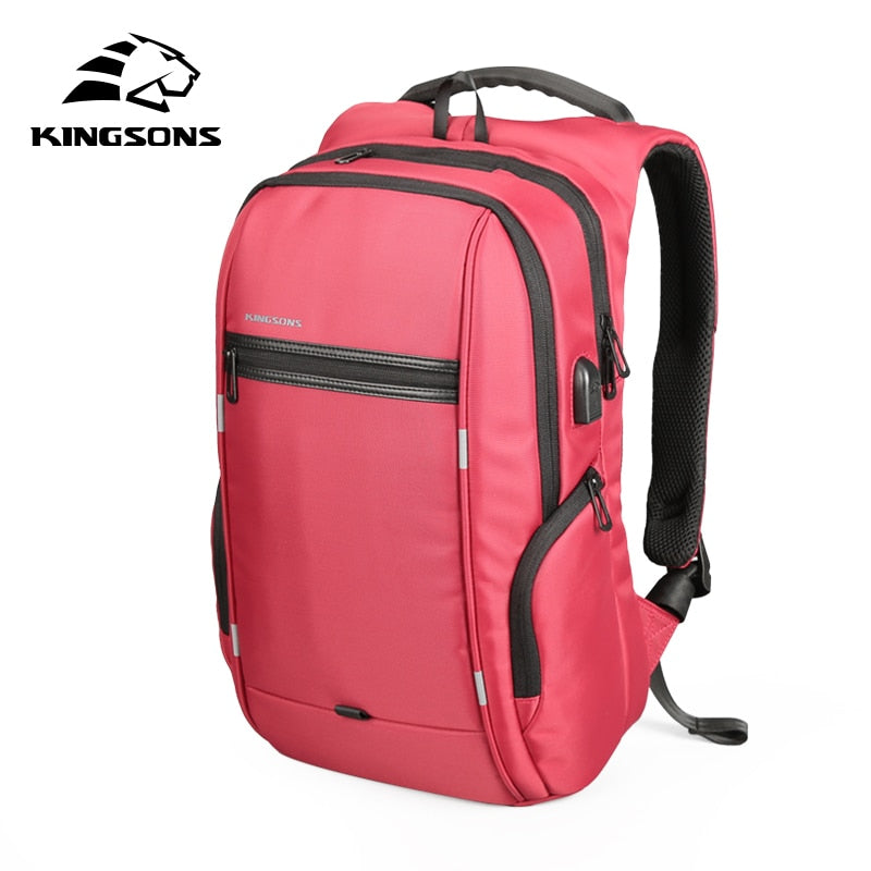 Mochila para ordenador portátil Kingsons de 15 "y 17", mochilas para ordenador con carga USB externa, bolsas impermeables antirrobo para hombres y mujeres