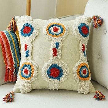 Handmade Luxury Moroccan Style Cushion Cover Wool Tassels Boho Style Ethnic Colorful Pillow Cover 45x45cm/30x50cm HomeDecoration