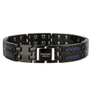 Power Ionics Herren schwarz/blau/rot Kohlefaser 100% reines Titan Magnetfeldtherapie Armband Armband verbessert die Durchblutung