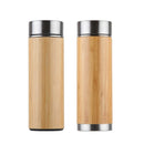 UPORS 450ml Bamboo Stainless Steel Thermos with Tea Infuser BPA Free Insulated Coffee Tumbler Leak Proof Lid Travel Mug Thermos