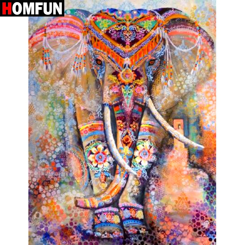 HOMFUN Full Square/Round Drill 5D DIY Diamond Painting &quot;Animal Elephant&quot; Embroidery Cross Stitch 3D Home Decor Gift A12408 BK01