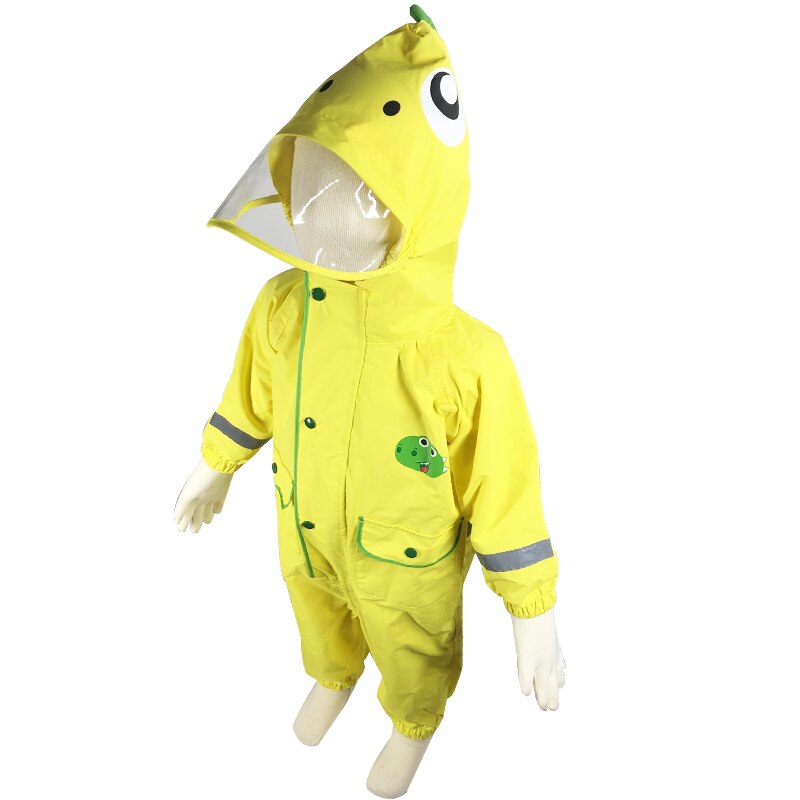 Mono impermeable de moda para niños de 2 a 4 años, chubasquero con capucha, dinosaurio de dibujos animados, chubasquero de una pieza para niños, equipo de lluvia para gira de bebé