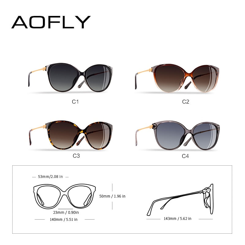 AOFLY BRAND DESIGN 2023 Trending Women Polarized CATEYE Sunglasses Ladies Sun glasses Driving Travel Eyewear Love Temple UV400