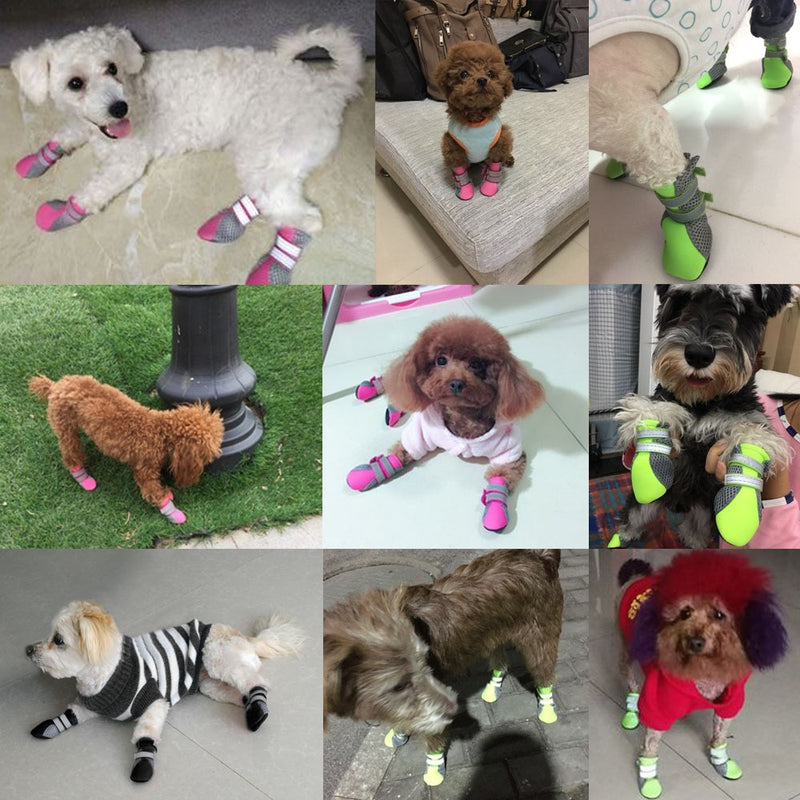4 Uds. De zapatos para perros pequeños, botas para cachorros, zapatos reflectantes antideslizantes para gatos y mascotas, calcetines, zapatillas, Protector de pata para Chihuahua Yorkshire