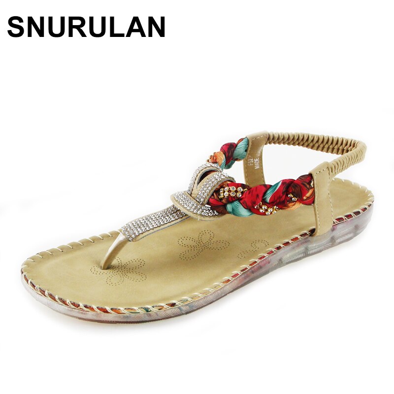 SNURULAN Women Sandals Bohemia Women Casual Shoes Sexy Beach Summer Girls Flip Flops Gladiator Fashion Cute Women Flats Sandals