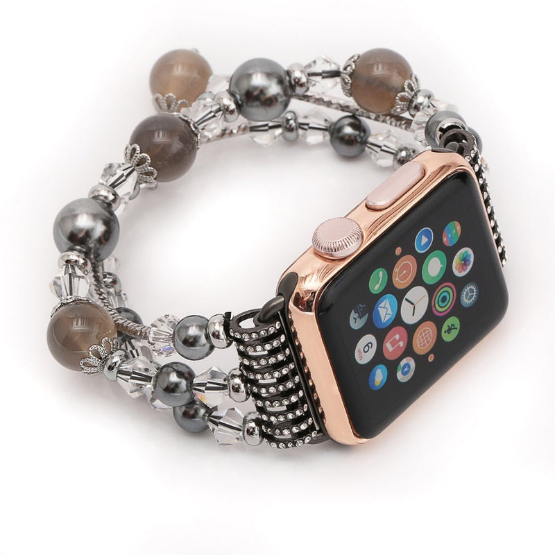 Banda de ágata natural para Apple Watch Series 3 4 5 6 SE Correa Pulsera de moda para mujer para iWatch 38mm 42mm 40mm 44mm Correa de reloj