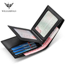 WilliamPOLO Brand Busines Men Wallet Genuine Leather Bifold Wallet Bank Credit Card Case ID Holders Male Coin Purse Pockets New