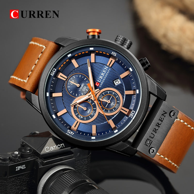 Top Brand Luxury CURREN Fashion Leather Strap Quartz Men Watches Casual Date Business Male Wristwatches Clock Montre Homme