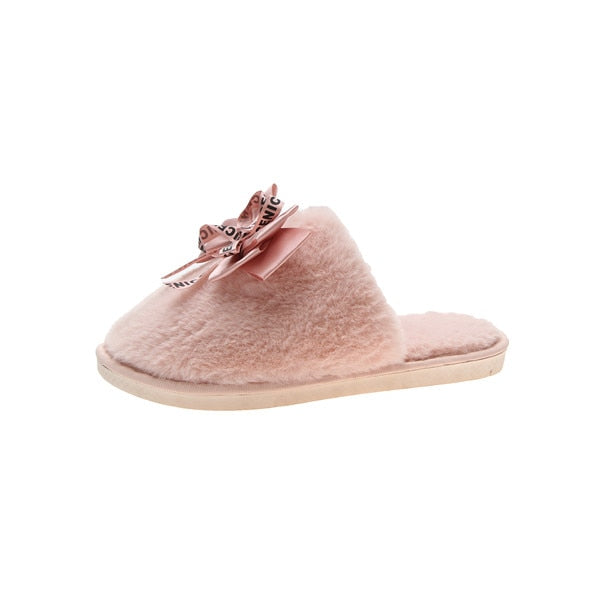 COOTELILI Women Home Slippers Winter Warm Shoes Woman Slip on Flats Slides Female Faux Fur Slippers Women Shoes Closed Toe