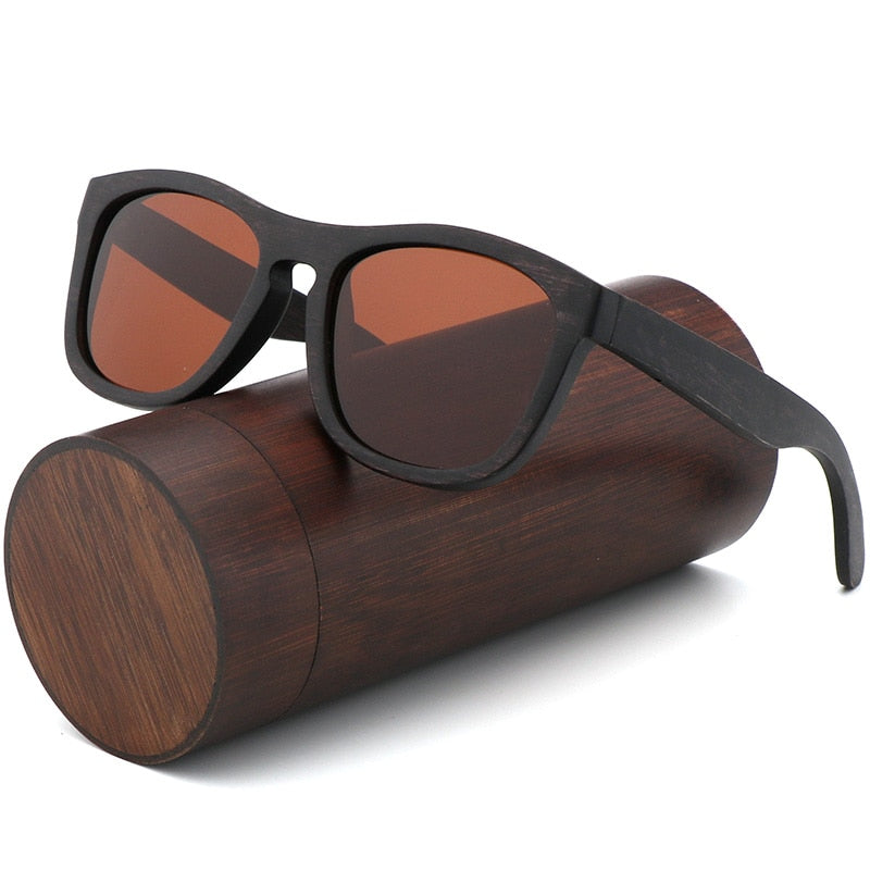 Retro-Männer polarisierte Frauen-Sonnenbrille Schwarzes Holz Kinderpaar-Sonnenbrille handgefertigt UV400 Mit Bambus-Holzkiste