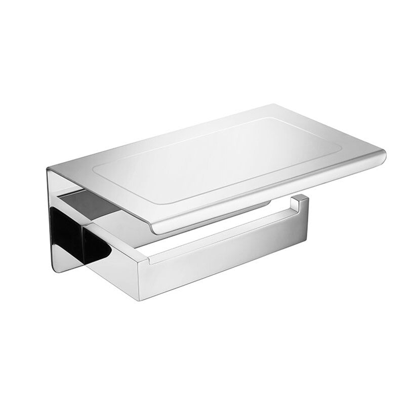 White &Mirror Chrome Polished & Black & Brushed  Stainless Steel Toilet Paper Holder Top Place Things Platform 4 Choices