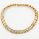 Liffly Fashion Dubai Gold Jewelry Sets Flower Shape Crystal Necklace Bracelet Ring Earring Bridal Wedding Jewelry Accessories