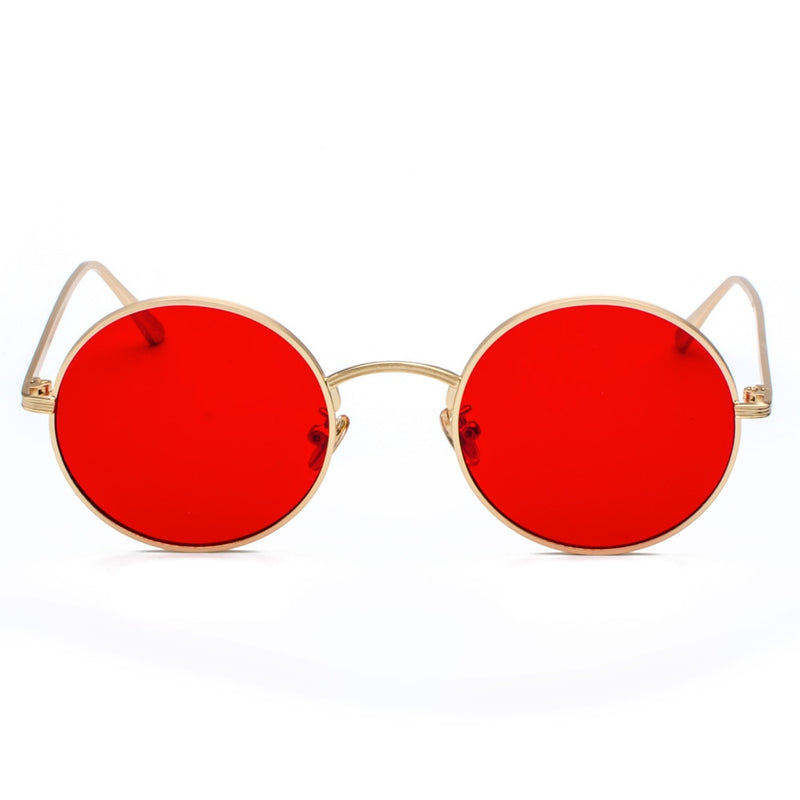 Peekaboo gold round metal frame sunglasses men retro 2018 summer style women red lens sun glasses unisex yellow pink black