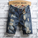 Men's Hole Denim Shorts 2022 Summer New Fashion Casual Slim Fit Ripped Retro Short Jeans Male Brand