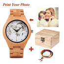 Personalización Diseño creativo Clientes Fotos Impresión UV Personalizar Reloj de madera Personalización Impresión láser OEM Gran regalo Relojes