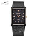 IBSO Ultra-Thin Rectangle Dial Men Watches Soft Leather Strap Quartz Wristwatch Classic Business Watch Men Relogio Masculino
