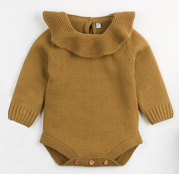 Baby Boy Girl Autumn Winter Clothes Long Sleeve Solid Color Knitted Warm Romper Jumpsuit Newborn Clothes