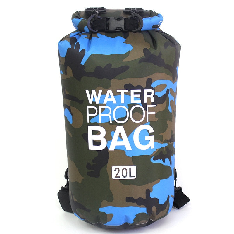 Mochila impermeable de camuflaje de PVC, bolsa de Rafting portátil para deportes al aire libre, bolsa seca de 2L 5L 10L 15L 20L 30L