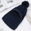 2021 Warm Neck Knit Hat Fur Pompoms Hat Mask Winter Hat For Girl Wool Knitted Hat Female Balaclava Caps Gorras Bonnet