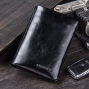 CONTACT'S Genuine Leather Oil Wax Men's Wallet Black Short Wallets for Men Portomonee Male Card Holder Carteira Masculina Walet